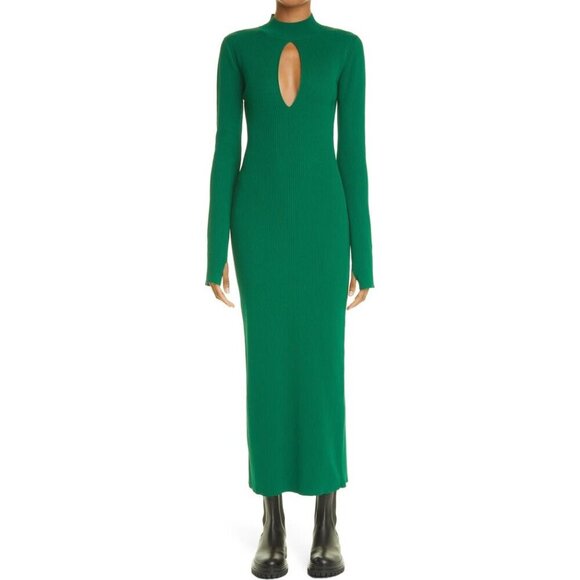 MONSE Keyhole Rib Body-Con green Sweater Dress SIZE L - Picture 3 of 12